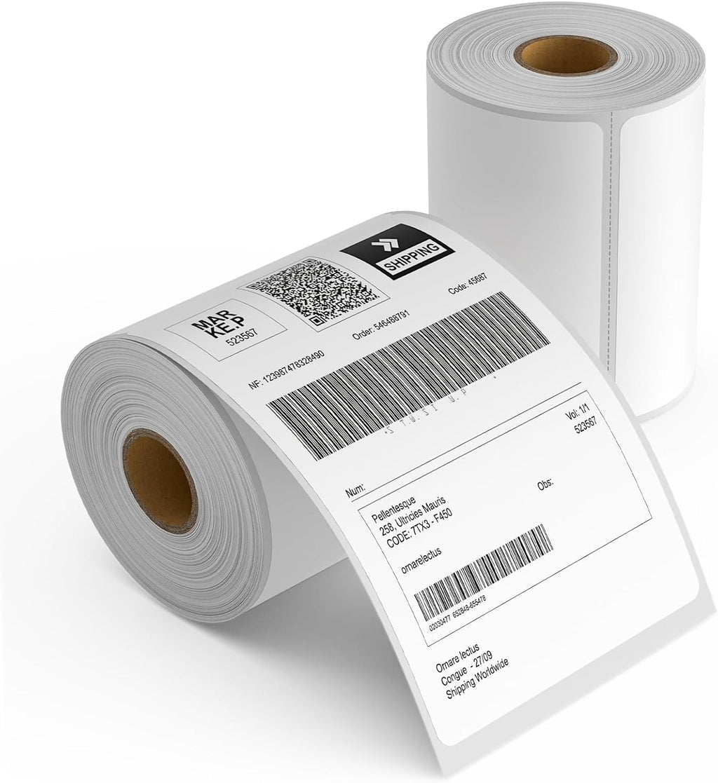 2 Rolls 4" x 6" Direct Thermal Printer Label, 250 Labels/Roll, Total 500 Thermal Shipping Labels, Strong Adhesive, Commercial Grade, Perforated, Compatible with Most Thermal Printers (NOT for DYMO)