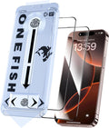 OneFish Screen Protector for iphone 13 Pro Max/14 Plus, 9H Hardness, HD Clarity Tempered Glass Film with Auto Dust-Elimination, Bubble Free, Easy Installation,2Pack