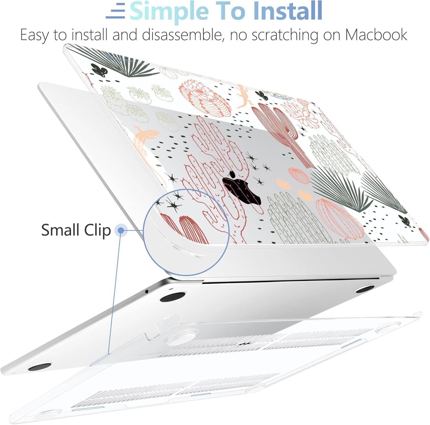 MEEgoodo for M4/M3/M2 MacBook Air 15.3 inch Case 2025 2024 2023, Case Fit Model (A3241/A3114/A2941) for MacBook Air 15 inch, Laptop Hard Shell with Keyboard Cover, Cacti