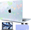MEEgoodo Case for M4/M3/M2 MacBook Air 13.6 inch Case 2025 2024 2022, Fit Model A3240/A3113/A2681, Laptop Hard Shell with Keyboard Cover Compatible with MacBook Air 13 inch, Hand Drawn Doodles & Bow
