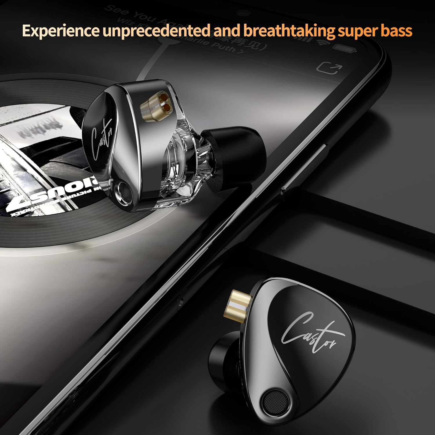 KZ Castor in Ear HiFi Earphone 2DD Dynamic High-end Tunable IEM Earphones in Ear Monitor Headphones with Silicone Tips Detachable Cabel IEMs for Singer Musician DJ On Stage (Black, Without Mic)