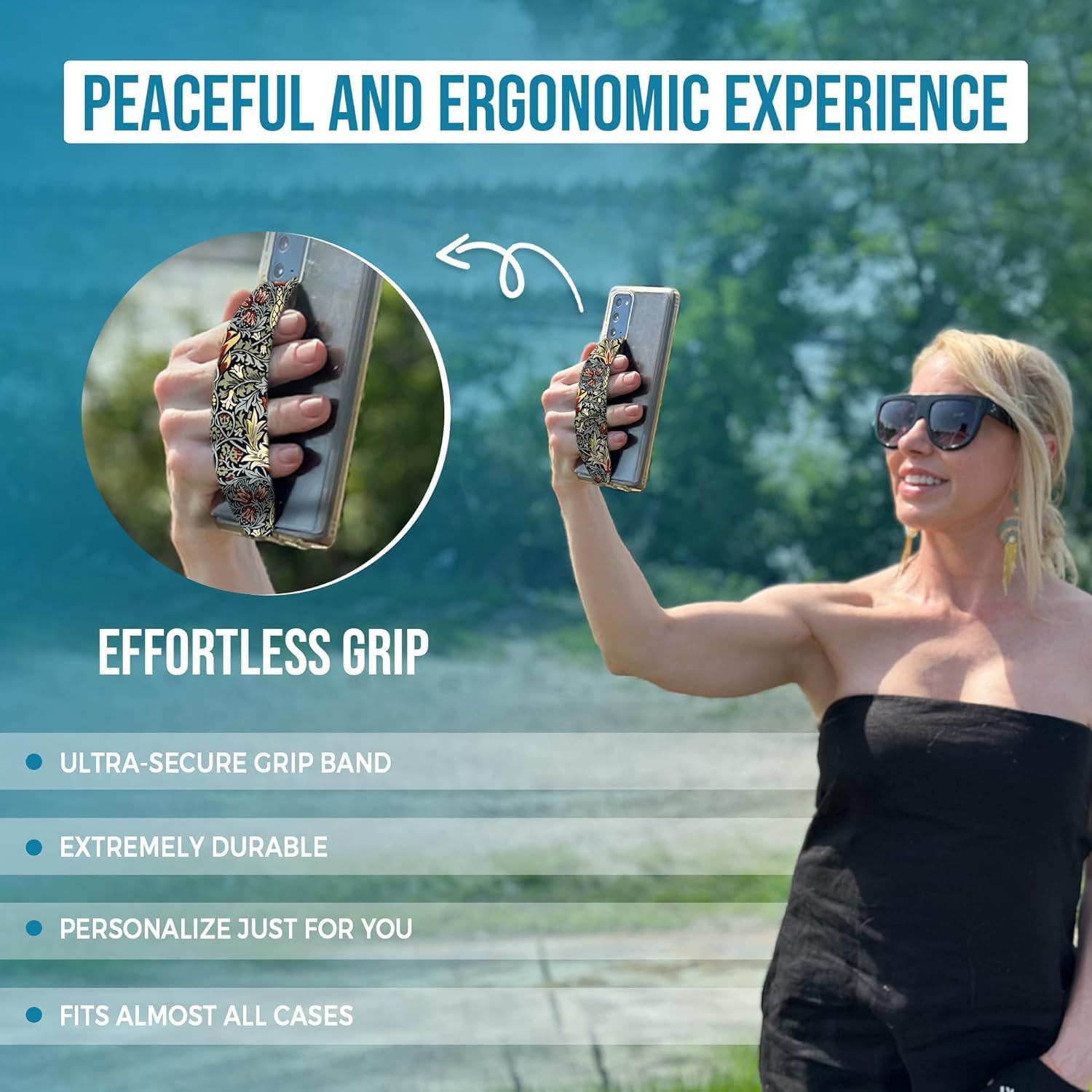 Phone Grip Strap - Pack of 2 Reversible Finger Holder for Phone Back, Customizable Anti-Slip Design, Wireless Charging Compatible Detachable Holder for iPhone - Brown & Black Cows