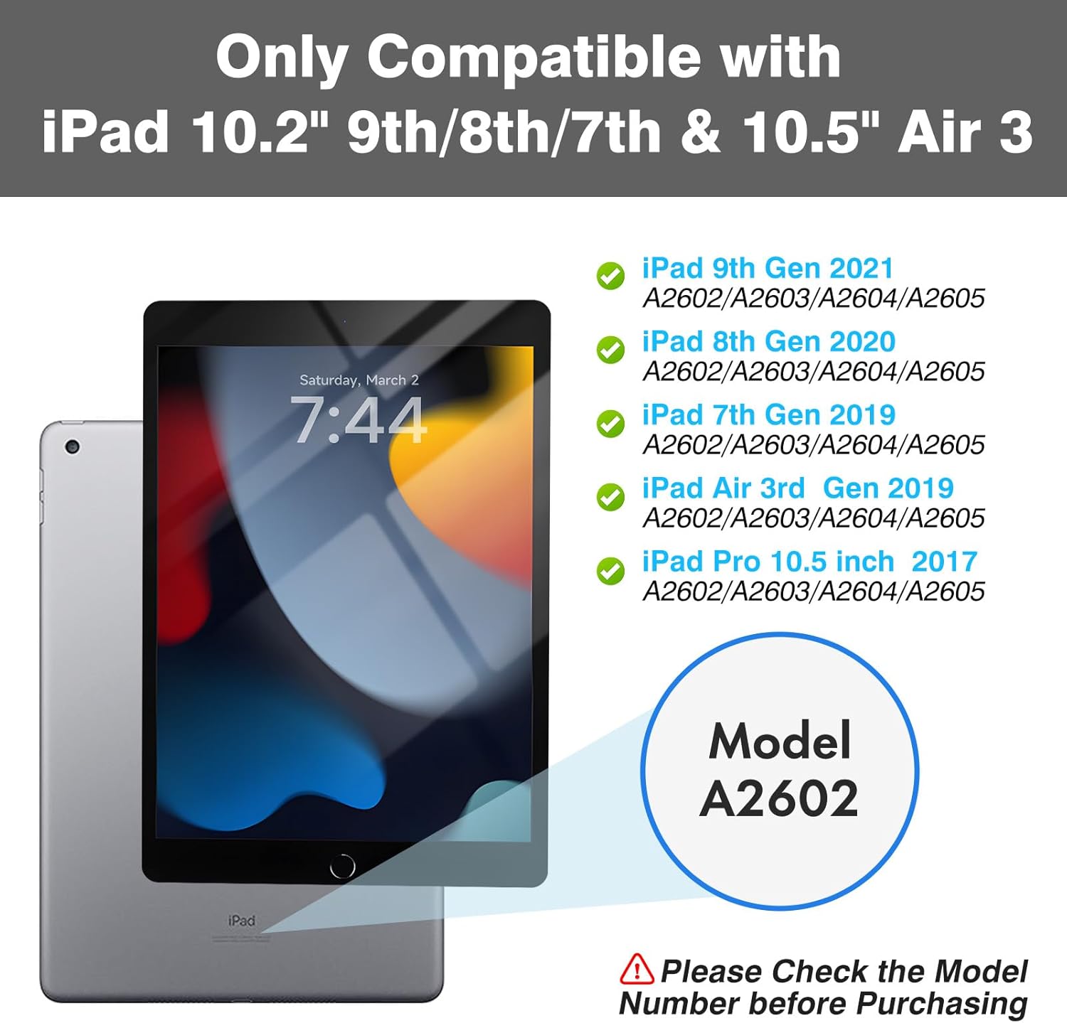 OYEEICE for iPad 9th Generation Case with Keyboard 10.2'' - 7 Color Backlit Wireless Keyboard Cover with Pencil Holder for iPad 9th/8th/7th Gen 10.2 inch, iPad Air 3rd Gen & iPad Pro 10.5" - Teal