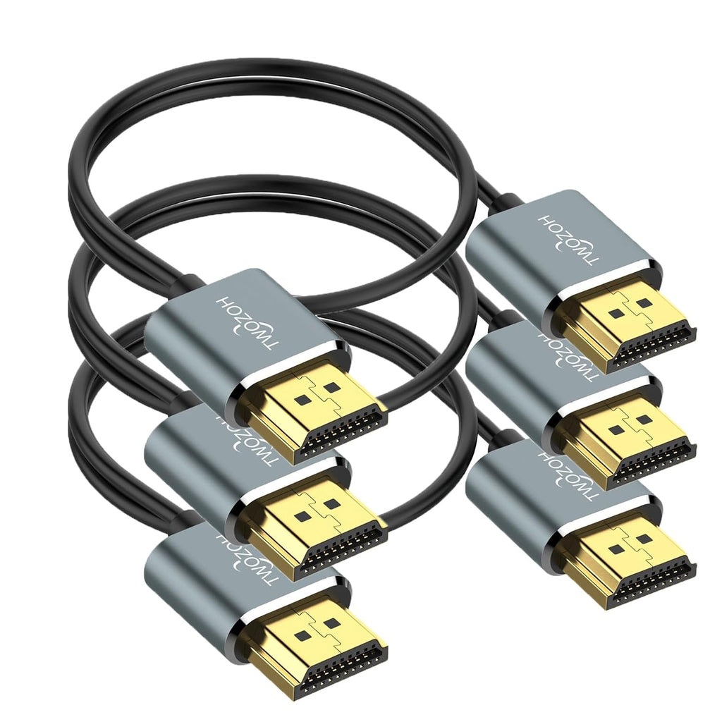 Twozoh Flexible & Slim HDMI Cable 1FT 3 Pack, Ultra Thin HDMI Cord Supports High Speed 4K@60Hz 18gbps 2160P/1080P