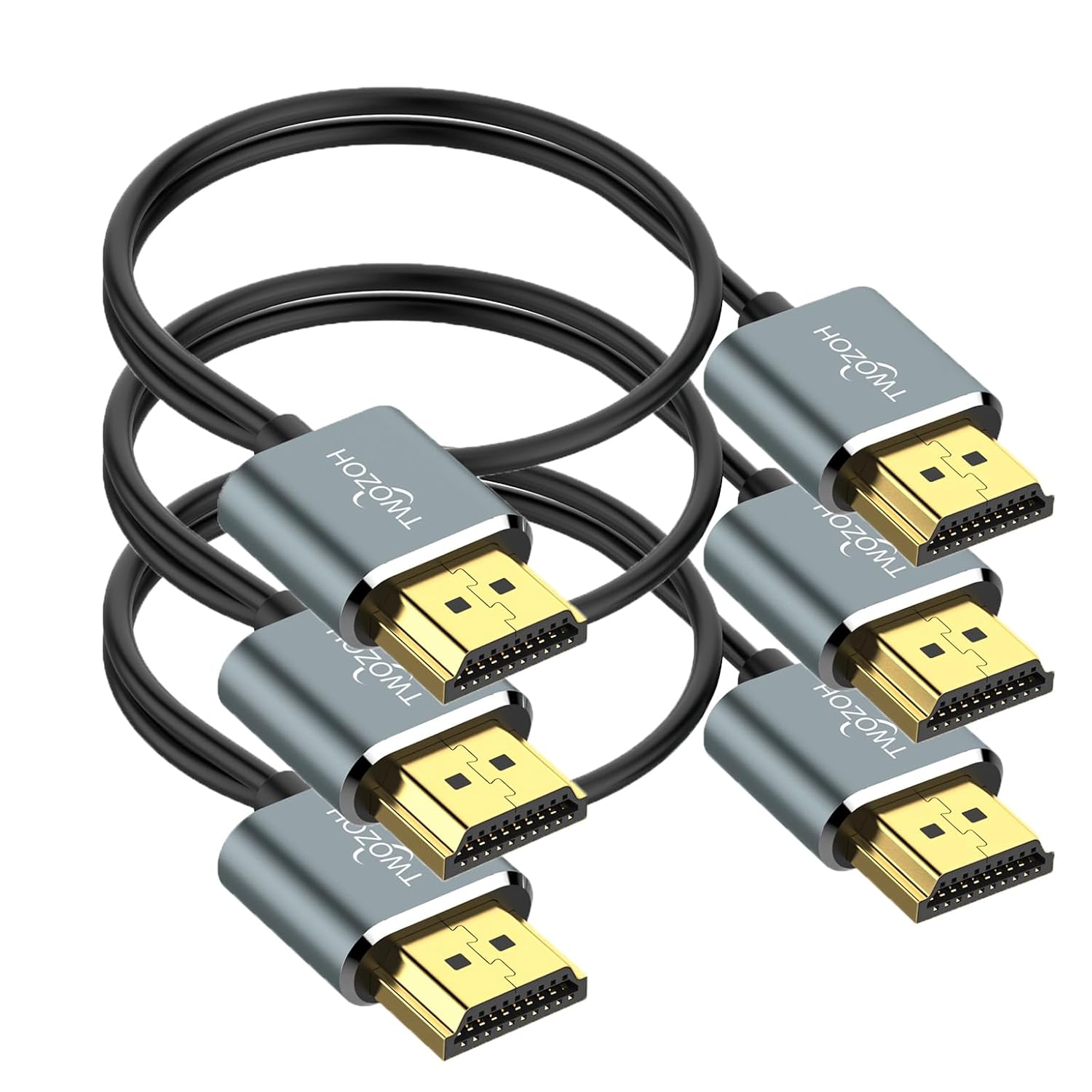 Twozoh Flexible & Slim Long HDMI Cable 15FT 3 Pack, Ultra Thin HDMI Cord Supports High Speed 4K@60Hz 18gbps 2160P/1080P