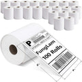 FungLam 100 Rolls 4x6 Direct Thermal Shipping Labels, 250 Labels Per Roll, 1" Core, Perforated, White Mailing Postage Shipping Label Compatible with Zebra 2844 ZP-450 ZP-500 ZP-505