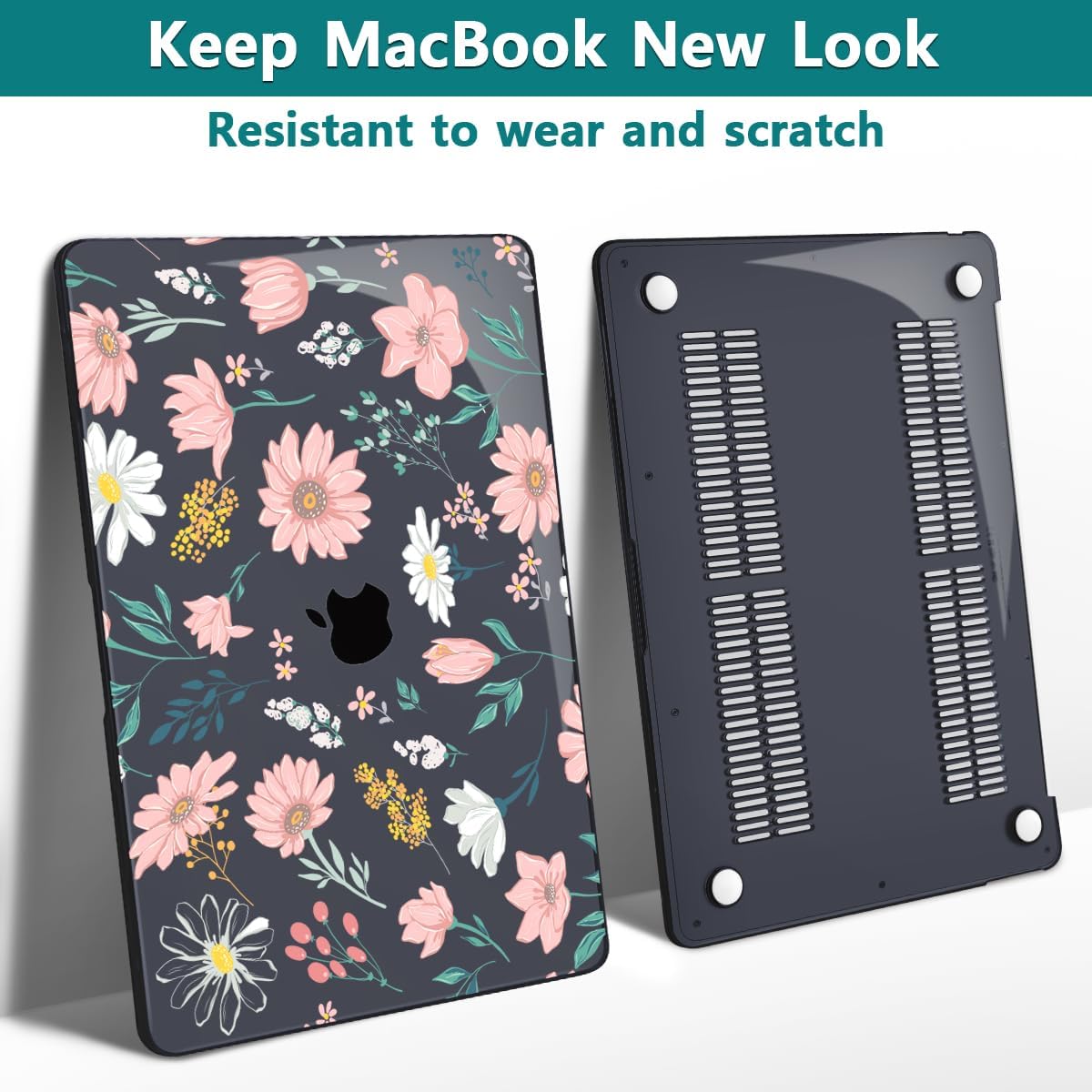 Teryeefi Design Case for MacBook Pro 13 inch M2 M1 A2338 A2251 A2289 A2159 A1989 A1706 (2016-2022,2024 Released), Shockproof Hard Shell for 13 inch MacBook Pro - Petal and Flowers