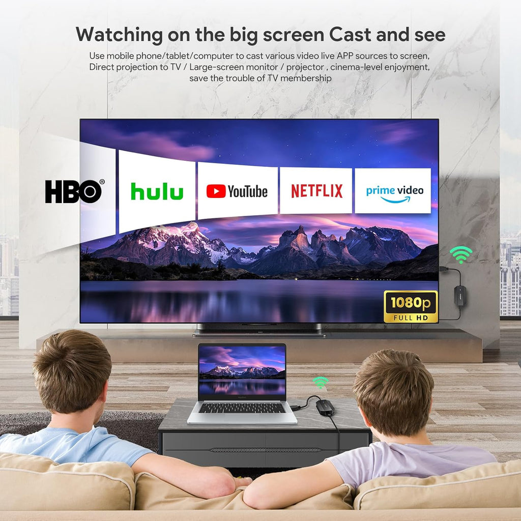 2025 Upgraded Wireless HDMI Transmitter and Receiver 4K Ultra HD Decoding & 1080P Output, Long Range Wireless HDMI Extender Transmission, Plug and Play, 1 RX to 8 TX, Stable & Low Latency
