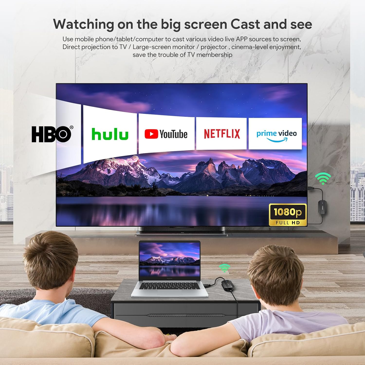 2025 Upgraded Wireless HDMI Transmitter and Receiver 4K Ultra HD Decoding & 1080P Output, Long Range Wireless HDMI Extender Transmission, Plug and Play, 1 RX to 8 TX, Stable & Low Latency