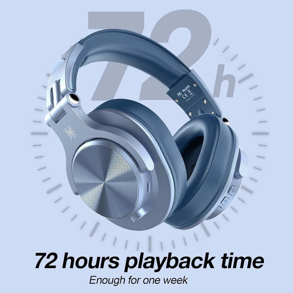 OneOdio A70 Bluetooth Over Ear Headphones, Wireless Headphones w/ 72H Playtime, Hi-Res, 3.5mm/6.35mm Wired Audio Jack for Studio Monitor & Mixing DJ Guitar AMP, Computer Laptop PC Tablet - Sky Blue