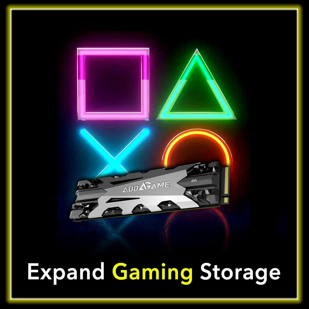 Addlink A95 2TB M.2 SSD Gaming PC Storage Expansion with Heatsink, up to 7200 MB/s, Internal Gaming SSD -2280 PCIe NVMe Gen4X4 3D TLC with Dram NAND SSD