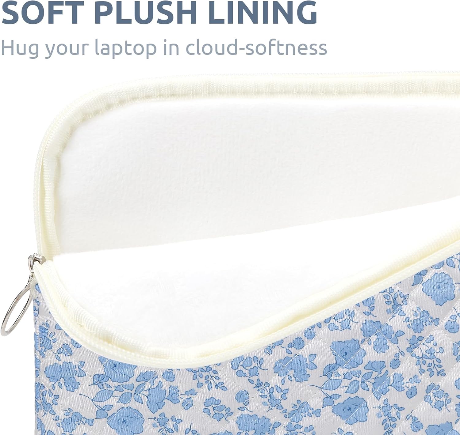 Puffy Laptop Sleeve 13-15.6 Inch Cute Quilted Laptop Protective Case Padded Floral Computer Sleeve for MacBook (B-Blue, 13 Inch)