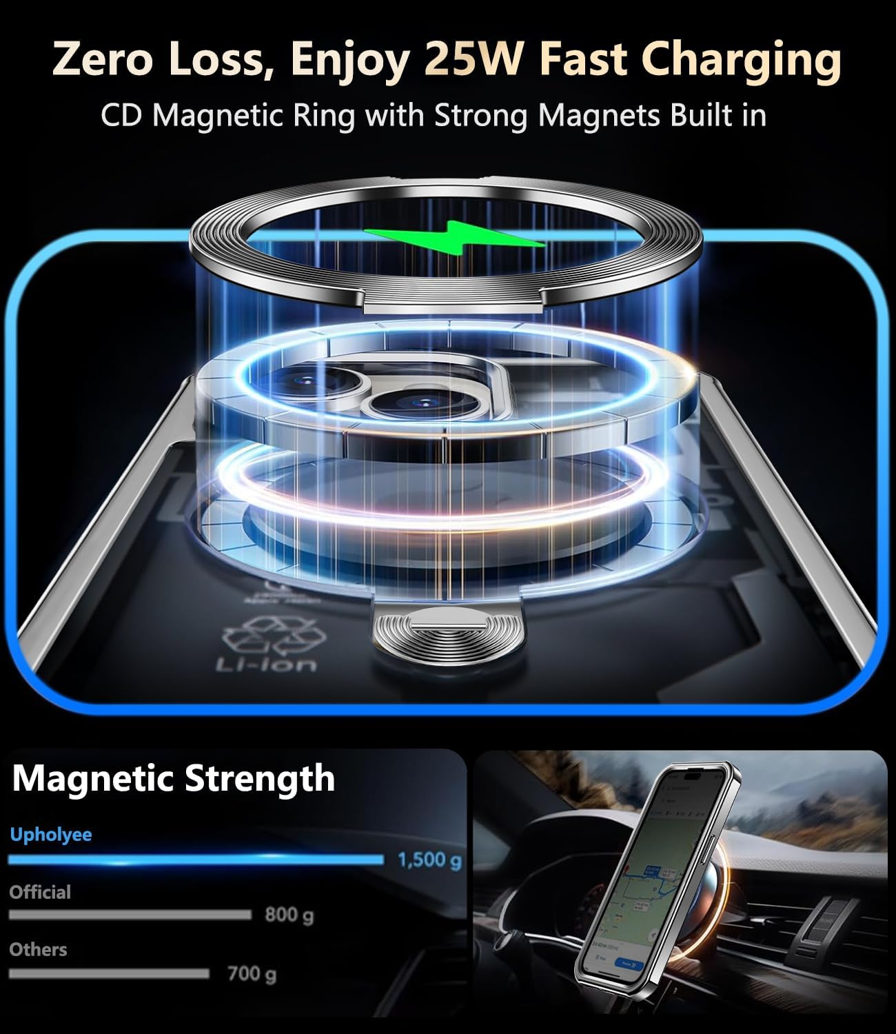 [360° Rotatable CD Stand & Built-in Privacy Screen Magnetic Case for iPhone 15 [Compatible with MagSafe & Full Signal] Mil-Grade Shockproof Full Body Anti-Spy Cover for 15-Gray