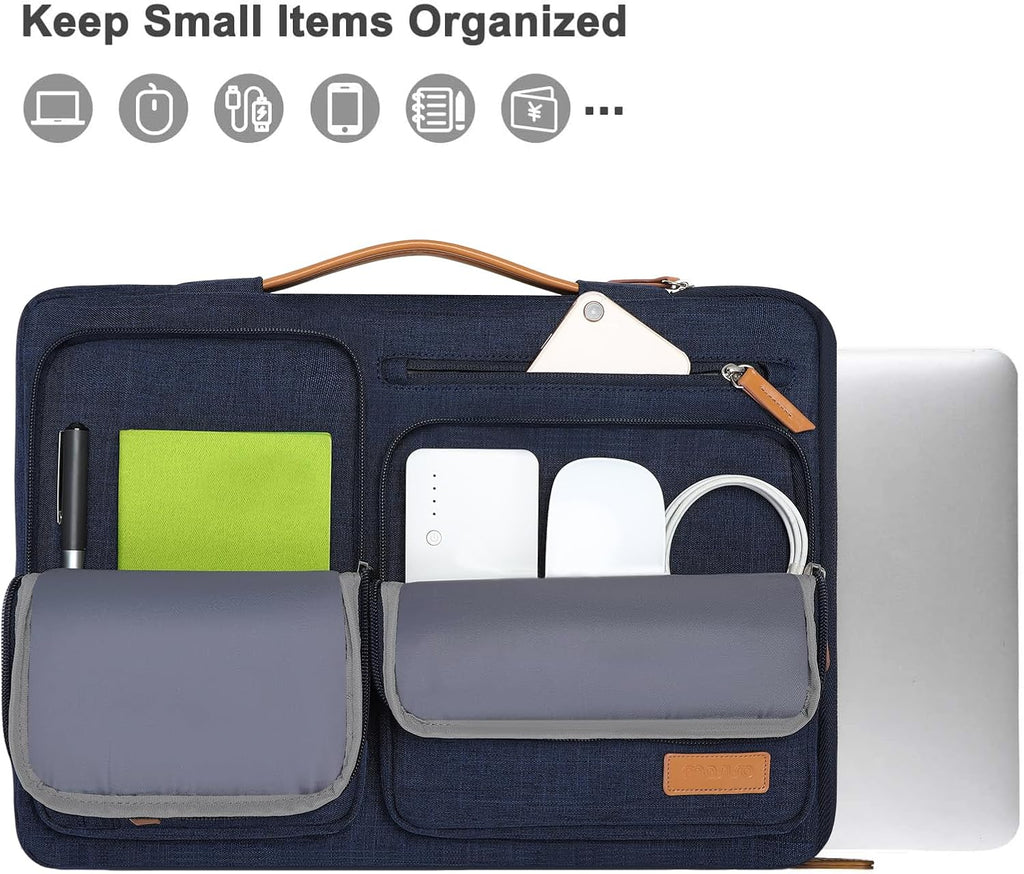 MOSISO 360 Protective Laptop Case 16 inch, 15-15.6 inch Laptop Sleeve Compatible with MacBook Pro 16, HP, Acer, Dell, Lenovo, ASUS, Side Open Carrying Case with 4 Zipper Pockets&Handle, Navy Blue