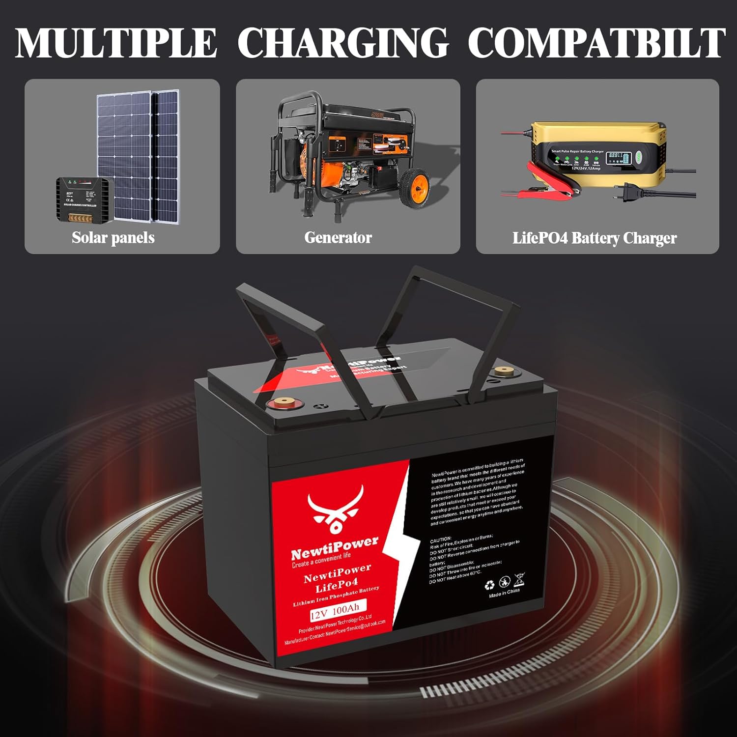 12V 100Ah Lithium LiFePO4 Battery with 100A BMS Grade A Cells Deep Cycle Rechargeable Battery,10000+ Cycles,Perfect for Golf Cart,Off Grid Applications (12.8V 100Ah)