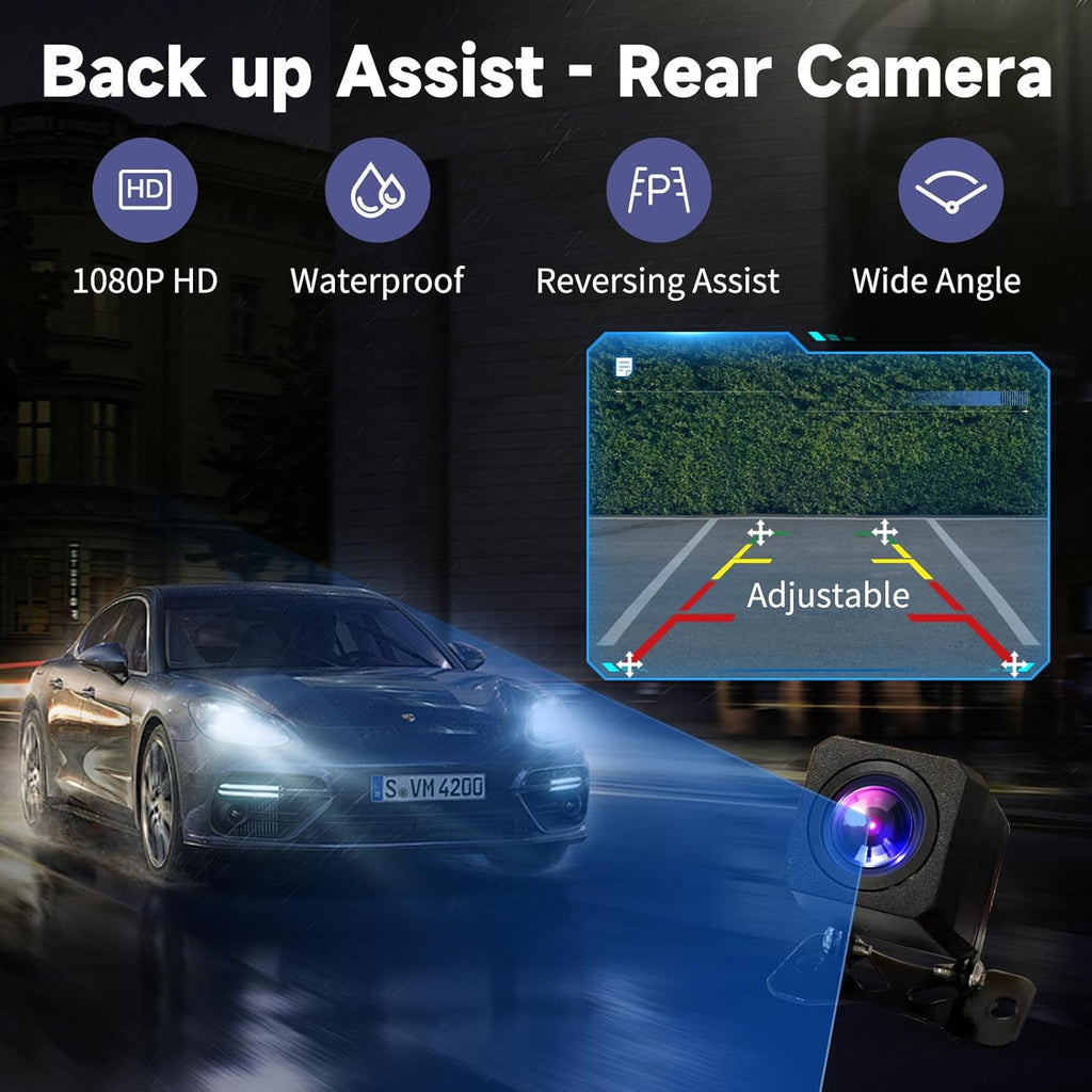 Carplay Screen for Car, 9" Android Auto Screen Compatible with A-pple Carplay, Portable Wireless Car Stereo Audio Receivers with Backup Camera, MirrorLink, Siri, BT, AUX, Navigation for All Vehicles