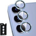 for Samsung Galaxy S25 Plus Camera Lens Protector, Individual Metal Ring Tempered Glass Lens Cover, [Strong Adsorption] Scratch Resistant Ultra-Thin HD Clear Lens Cover, 1 Set-Blue Sparkly