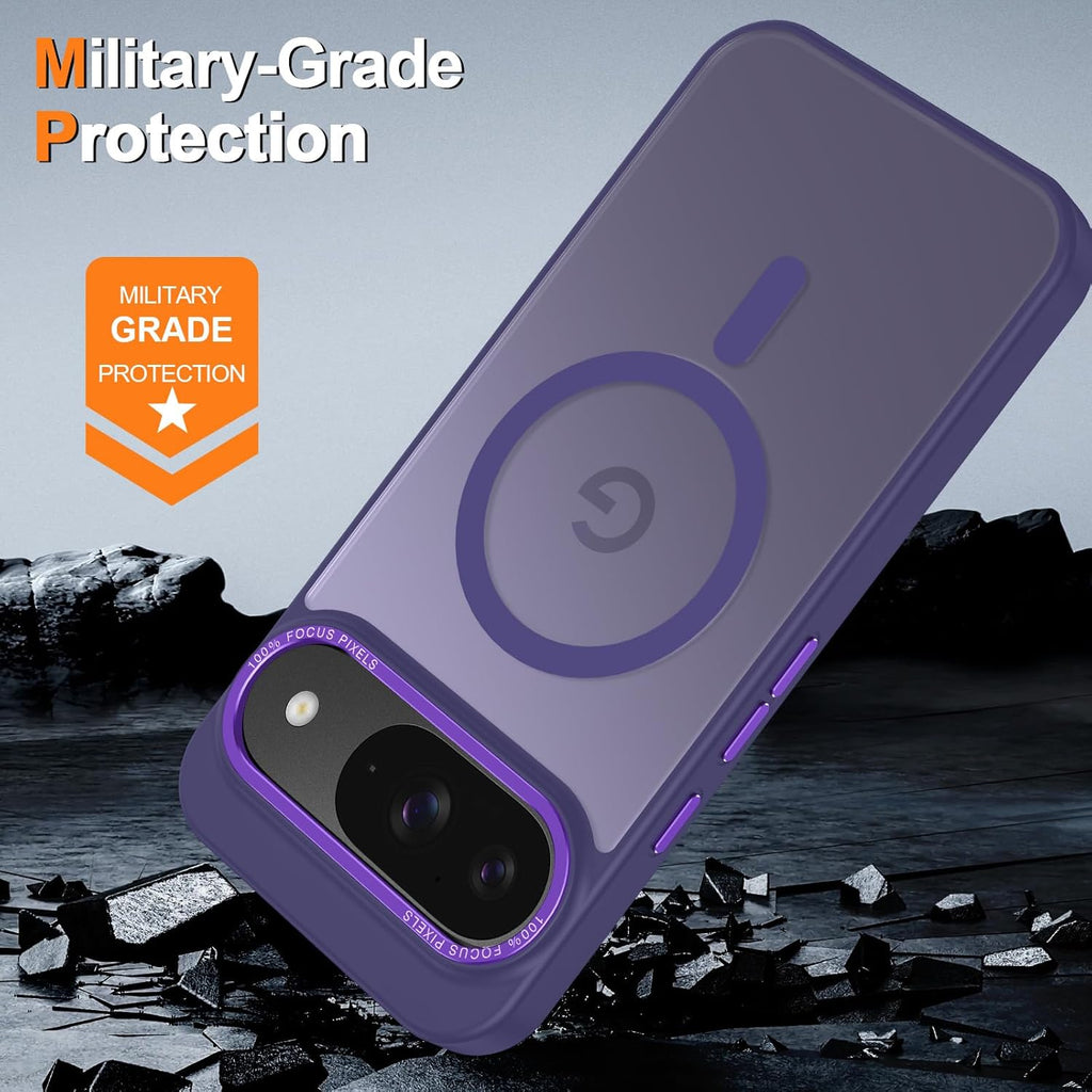 Magnetic for Google Pixel 10/Pixel 10 Pro Case, [Military Grade Drop Protection] [Compatible with MagSafe] Shockproof Slim Translucent Matte Anti-Slip for Women Girls Men Case, Deep Purple