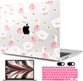 MEEgoodo Case for M4/M3/M2 MacBook Air 13.6 inch Case 2025 2024 2022, Fit Model A3240/A3113/A2681, Laptop Hard Shell with Keyboard Cover Compatible with MacBook Air 13 inch, Goose Farm & Bows