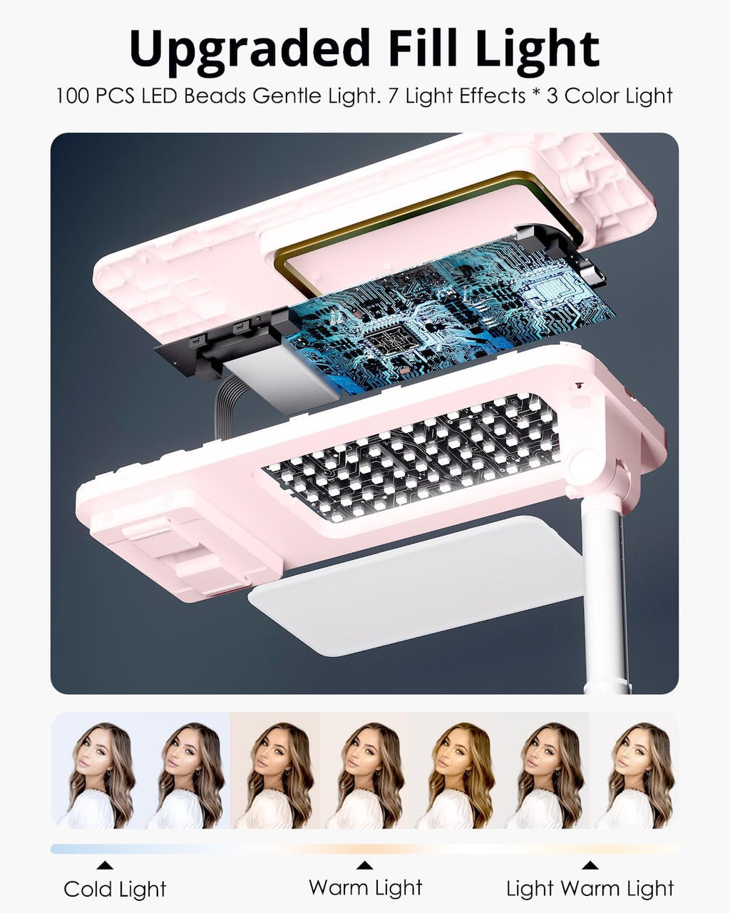Phone Stand for Recording, Overhead Phone Mount with Light, Selfie Stand,Portable,Extendable,360° Rotate,Adjustable,Wireless Remote,Rechargeable, for 3.5-6.9" Phones, Live Streaming
