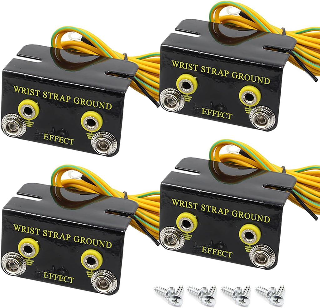 ESD Wrist Strap Grounding Kit with 5.74ft Terminal Cable & Anti-Static Socket Connector - Durable Anodized Aluminum - Static Protection for Electronics (2-Port(4Pack))