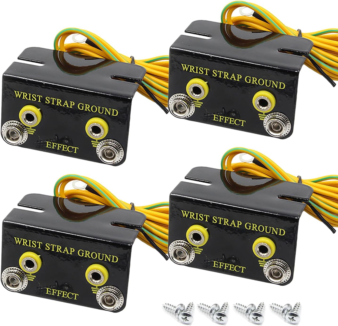 ESD Wrist Strap Grounding Kit with 5.74ft Terminal Cable & Anti-Static Socket Connector - Durable Anodized Aluminum - Static Protection for Electronics (2-Port(4Pack))