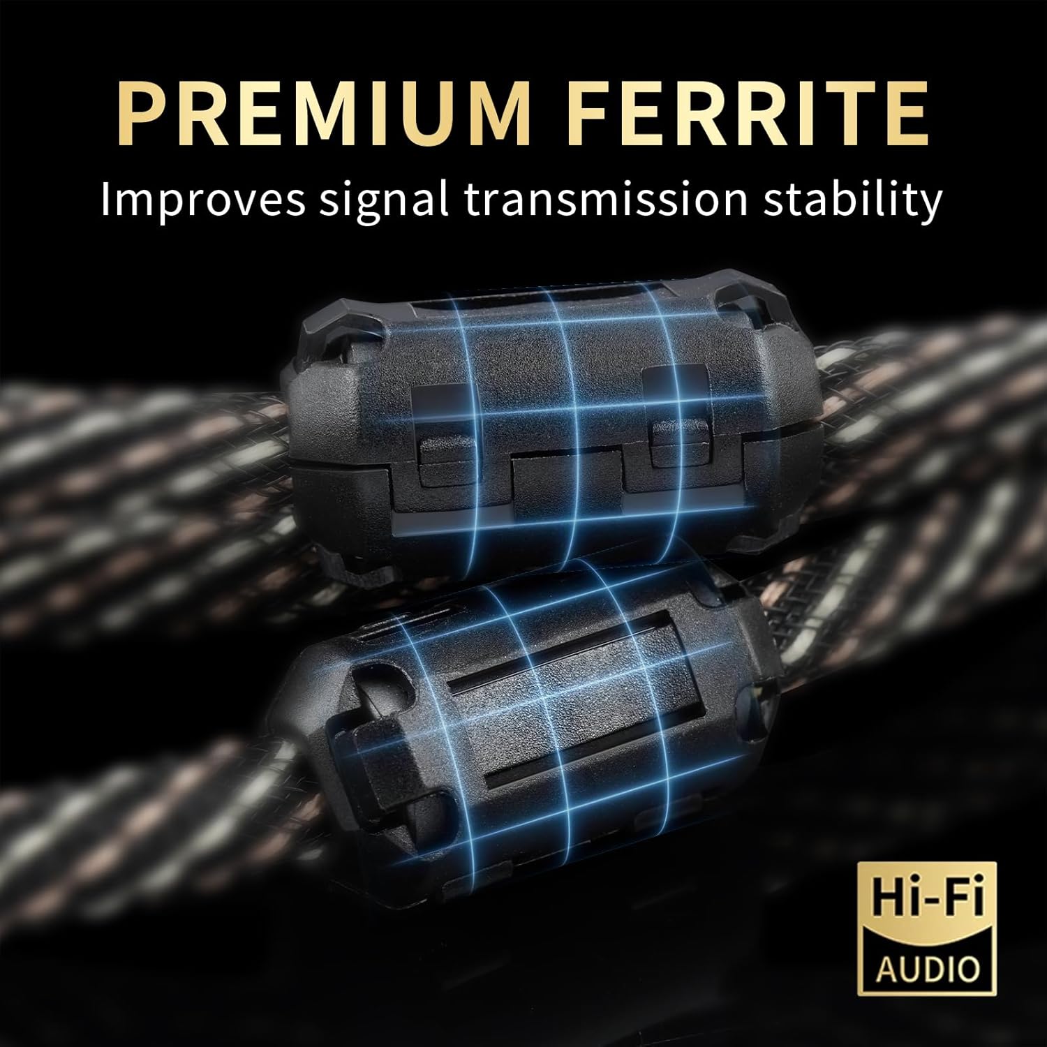 Audiophile HiFi Audio Cable–3.5mm to 3.5mm,6N OFC Core,24K Gold-Plated Plugs,with Nylon Braid,AUX Cable,Compatible with Phone,MP4,Speakers,Amplifiers,TV(9.84ft/3m)
