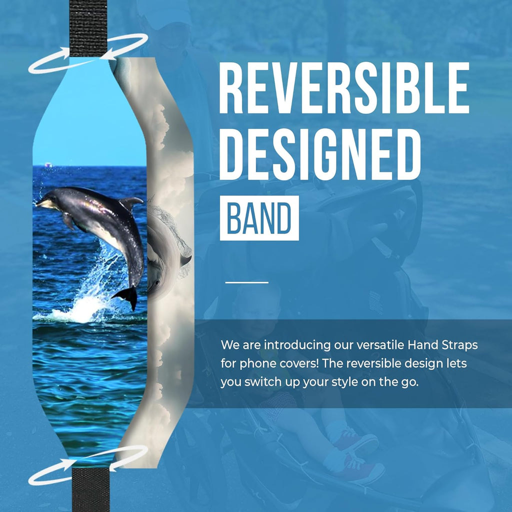 Phone Grip Strap - Pack of 2 Reversible Finger Holder for Phone Back, Customizable Anti-Slip Design, Wireless Charging Compatible Detachable Holder for iPhone - Shark Jump
