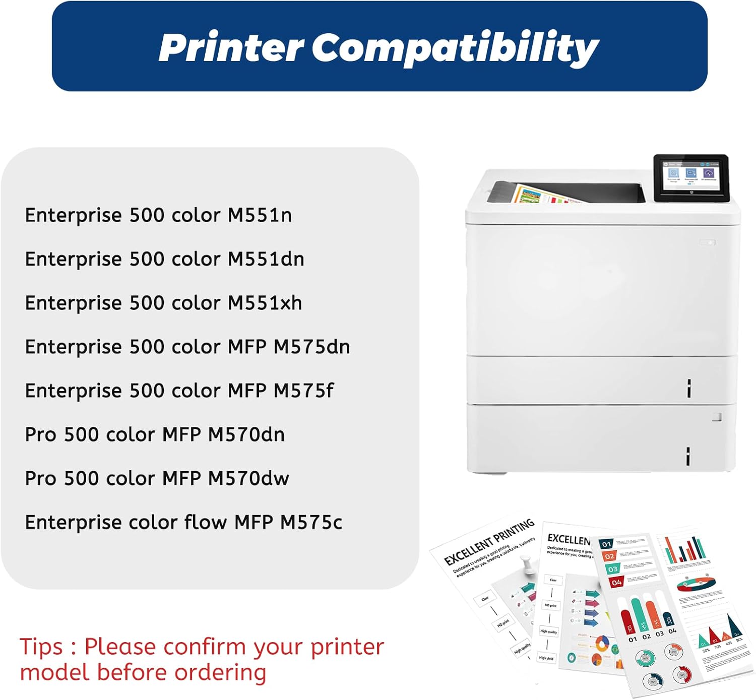 507A Black CE400A Toner Cartridge, Replacement Compatible for HP 507 507X CE400X for HP Laserjet 500 Color m551 m551dn m551n m551xh m570dn m570dw m575c m575dn m575f Printer (1-Pack)