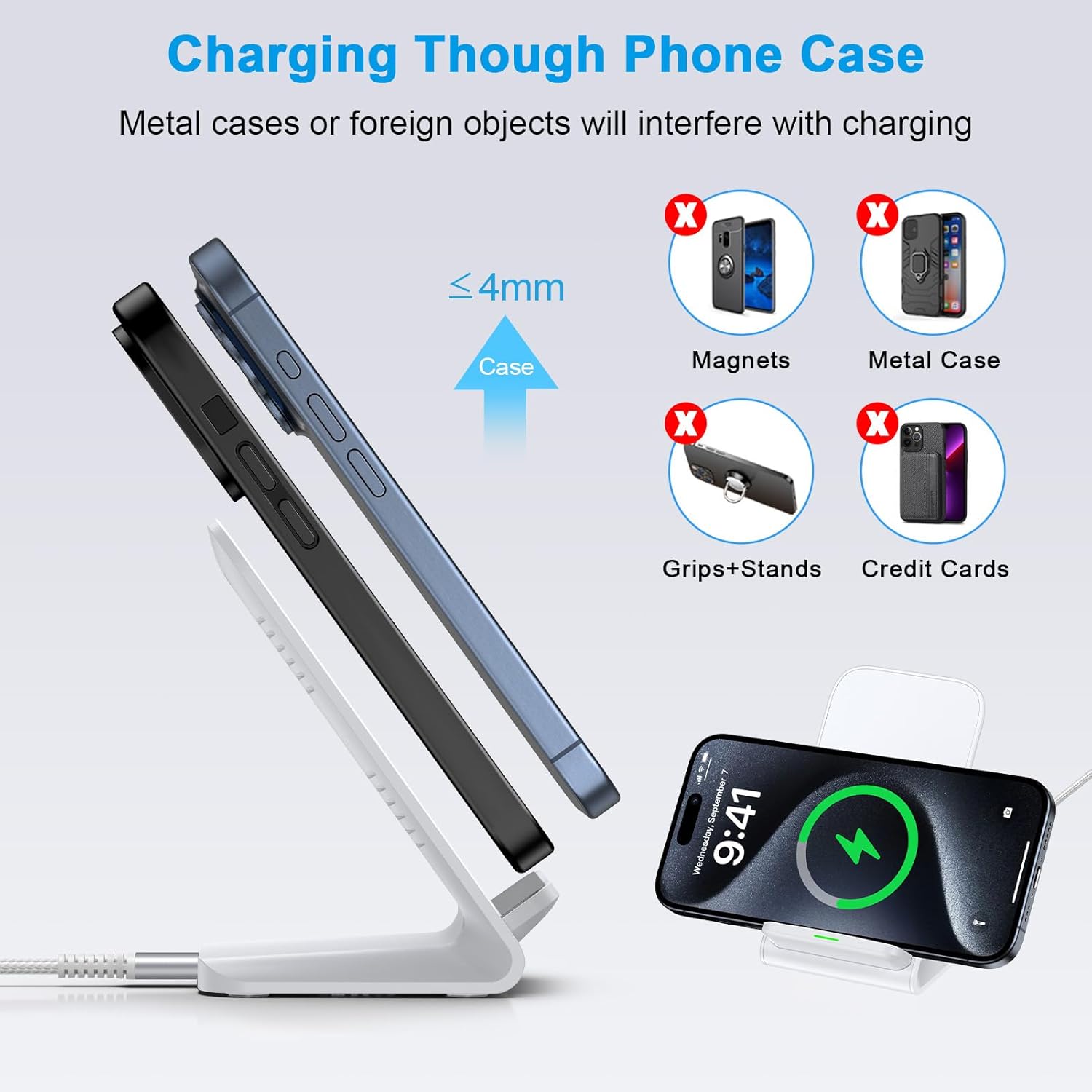 Pixel Fast Wireless Charger, 15W Wireless Charging Stand for Google Pixel 9a 9 Pro XL 8a 8 Pro 7a 7 Pro 6 Pro, Android Phone Wireless Charger Stand for Samsung Galaxy S25 Ultra S24 S23, iPhone 16 15