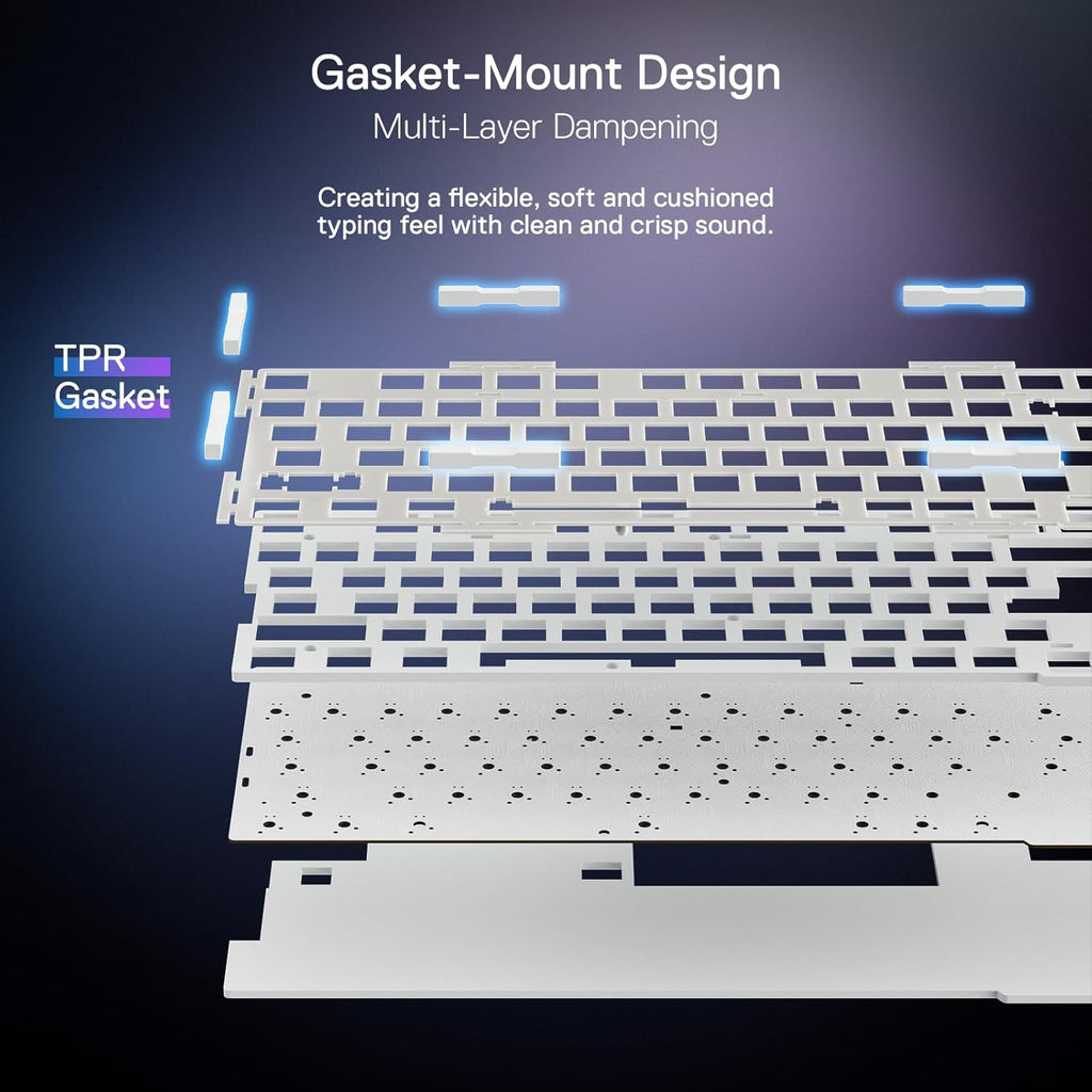 Redragon K673 PRO 75% Wireless Gasket RGB Gaming Keyboard, 3-Modes 81 Keys Compact Mechanical Keyboard Hot-Swap Socket, Dedicated Knob Control and Sound Absorbing Pads, Linear Red Switch