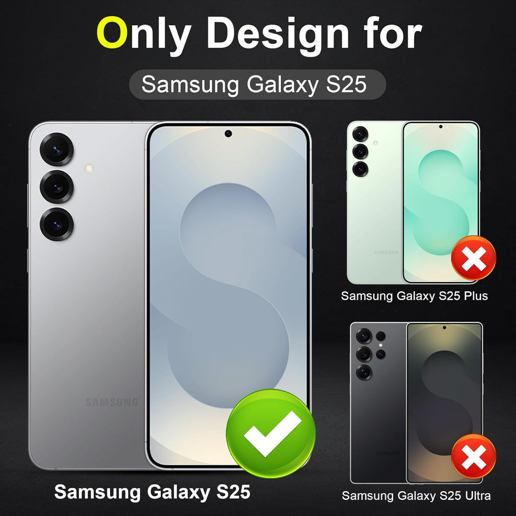 YWXTW Camera Lens Protector for Samsung Galaxy S25 Accessories [1:1 Fit & Ultra Clarity] 9H Tempered Glass Metal Individual Ring Camera Cover Screen Protector for S25, Case Friendly (Multi-Coloured)
