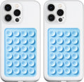 2 Pack Silicone Suction Phone Case Mount, Silicon Adhesive Phone Grip for Smartphones, Hands-Free Mirror Shower Phone Holder for Selfies, Tiktok Videos (Baby Blue)