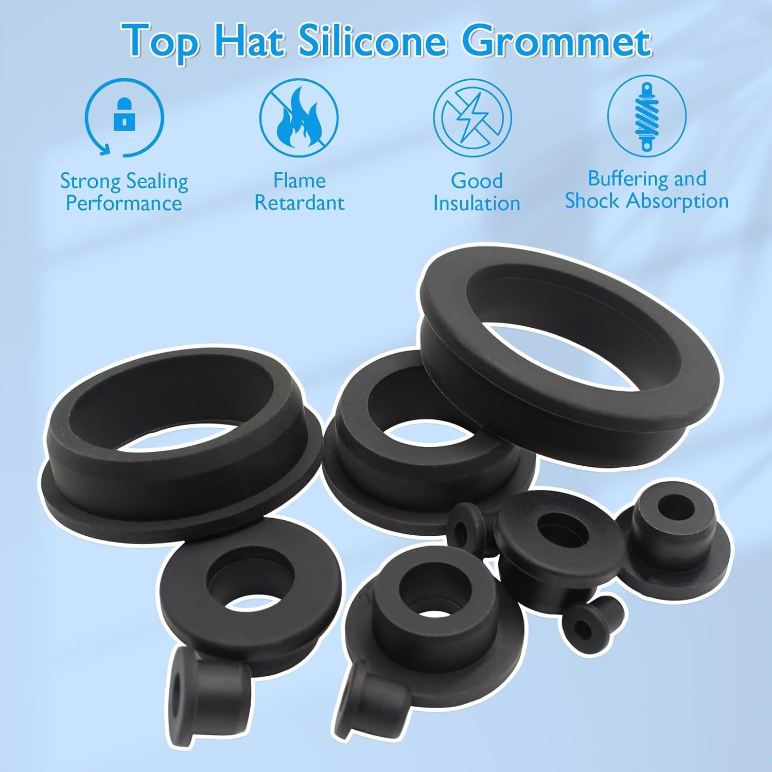 15 Pcs 3/4" Drill Hole, 3/8" ID Silicone Rubber Grommets for Wiring, Automotive Firewall Hole Plug, Top Hat Metal Wall Drywall Grommets for Vinyl Tubing in Hydroponic Irrigation Systems