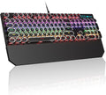 MageGee Typewriter Mechanical Gaming Keyboard, Retro Black Punk Round Keycaps RGB Rainbow Backlit Wired Keyboards for Laptop MAC PC Gamer, with Magnetic Wrist Rest - Blue Switch