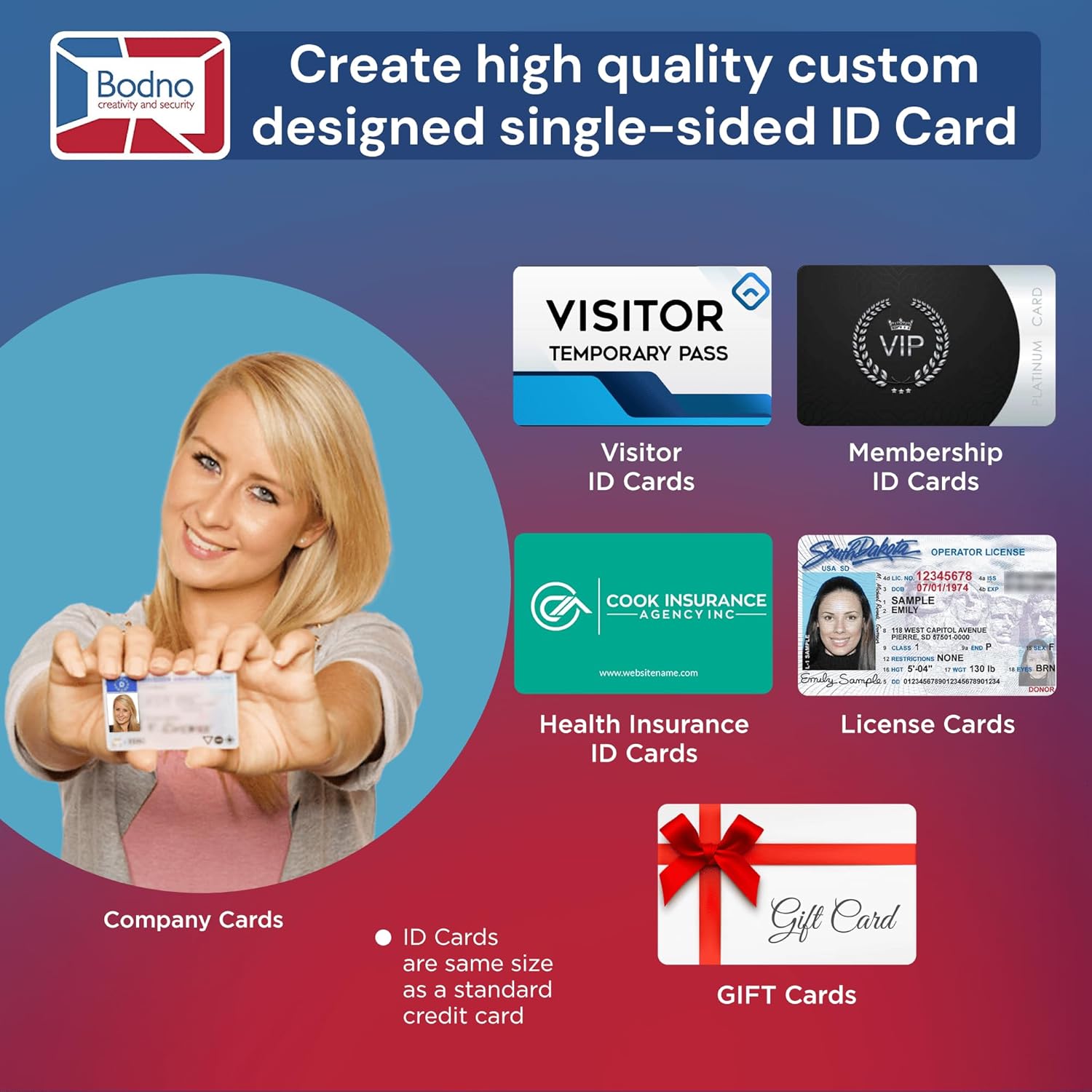 Bodno Magicard Pronto 100 ID Card Printer & Complete Supplies Package ID Software - Bronze Edition