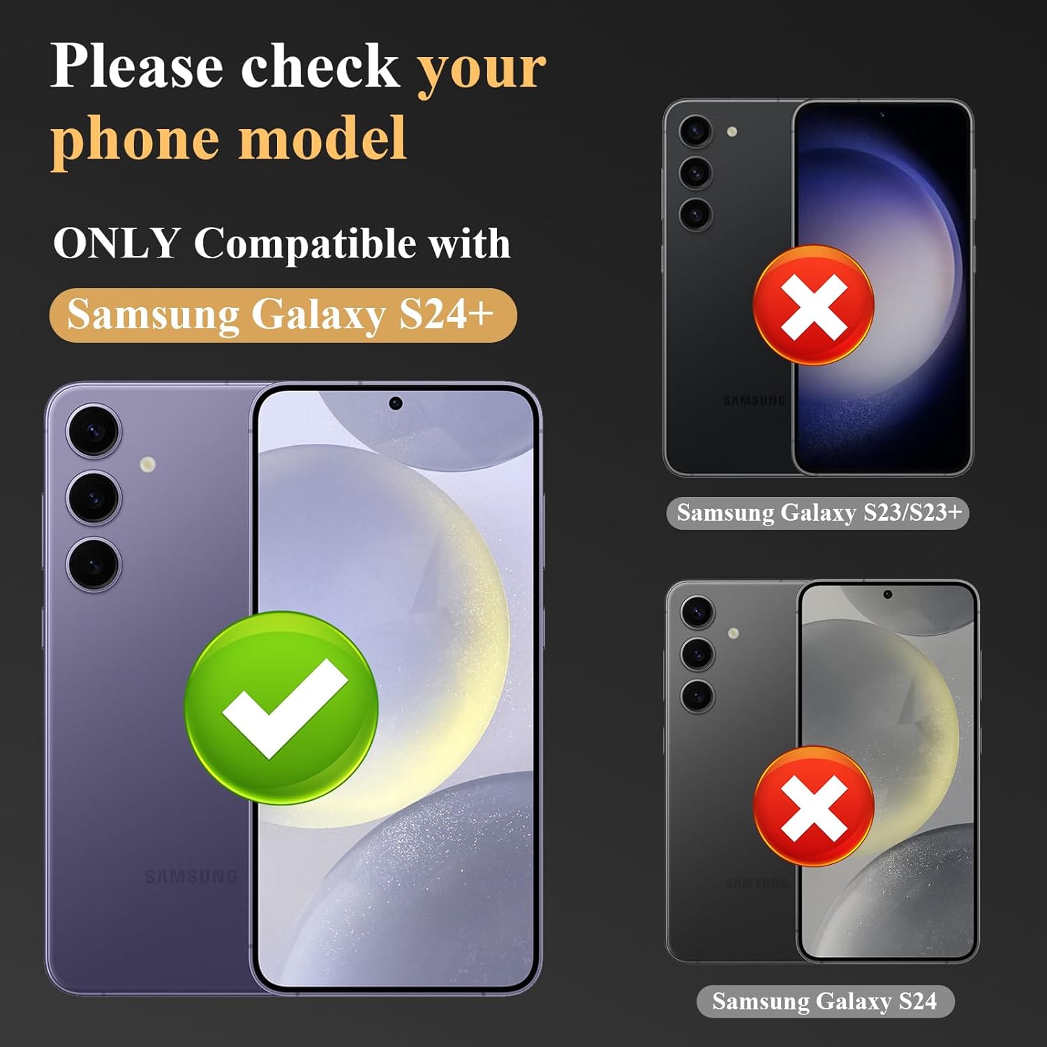YWXTW Camera Lens Protector for Samsung Galaxy S24 Plus Accessories, 9H Tempered Glass Ultra HD Individual Ring Camera Cover Screen Protector for S24 Plus, Case Friendly (Clear)