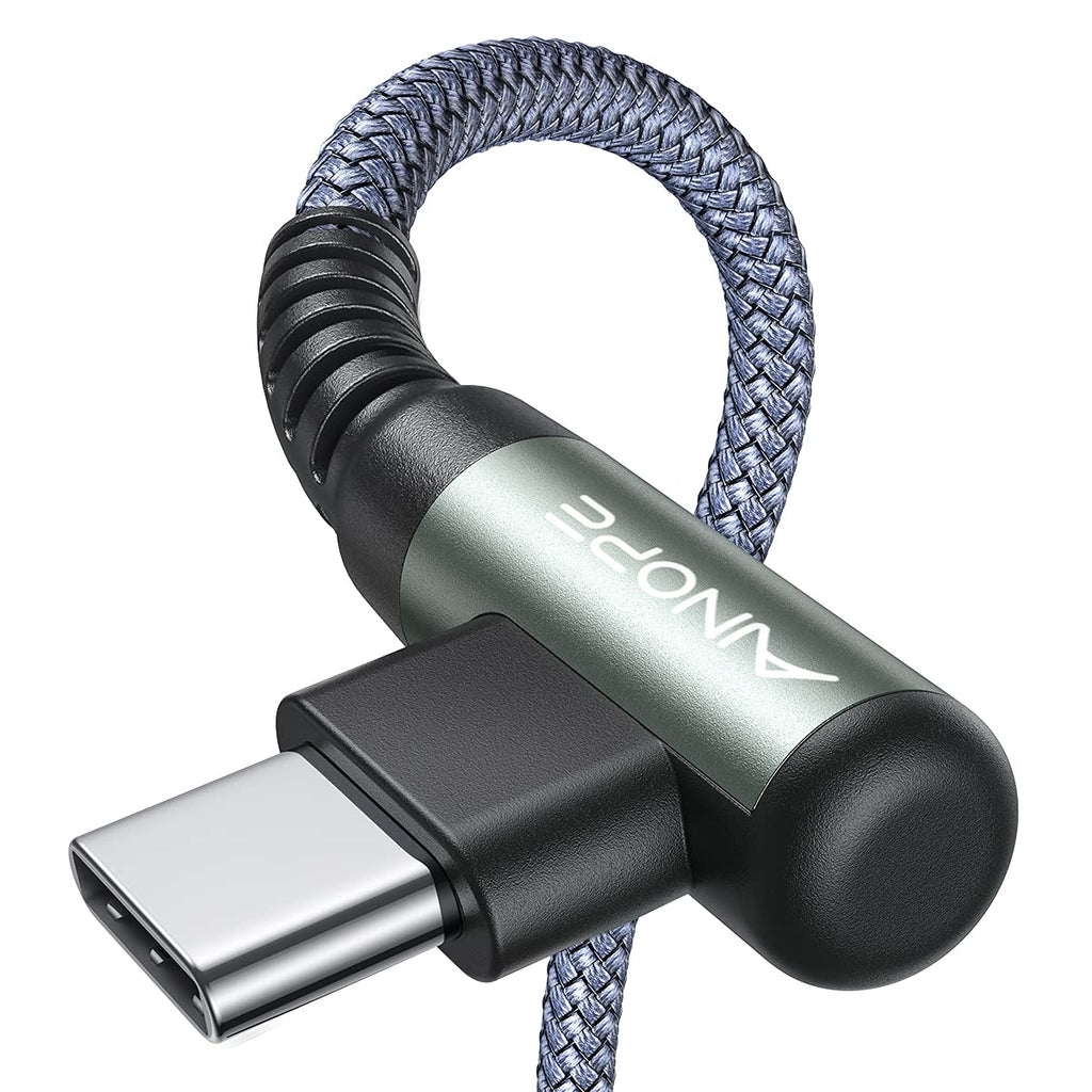 AINOPE 2-Pack USB to USB C Cable 3.1A Fast Charge, [3.3FT+10FT] Right Angle Type C Charging Cable, Durable Nylon Braided USB C Cable Fast Charge Compatible Galaxy S10 S9 S8 Plus S21, LG V30,V20,G6
