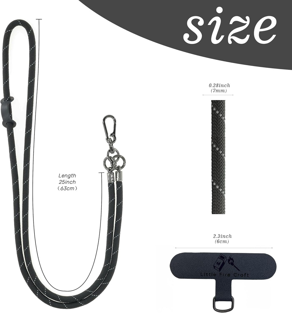 Phone Lanyard Universal Cell Phone Strap Crossbody Strap for iPhone Lanyard Around the Neck Extra Long Rope with Tether Tab for Men and Women (Black Reflective)
