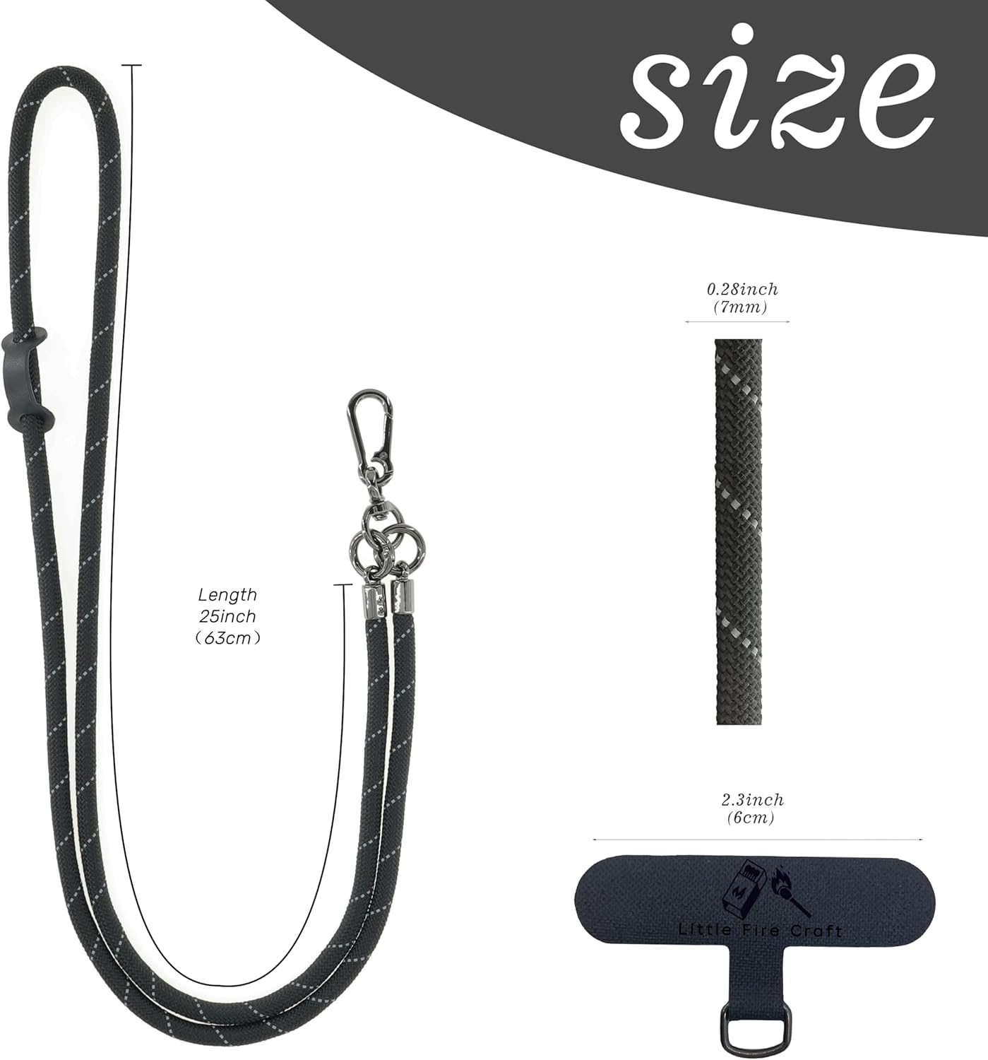 Phone Lanyard Universal Cell Phone Strap Crossbody Strap for iPhone Lanyard Around the Neck Extra Long Rope with Tether Tab for Men and Women (Black Reflective)