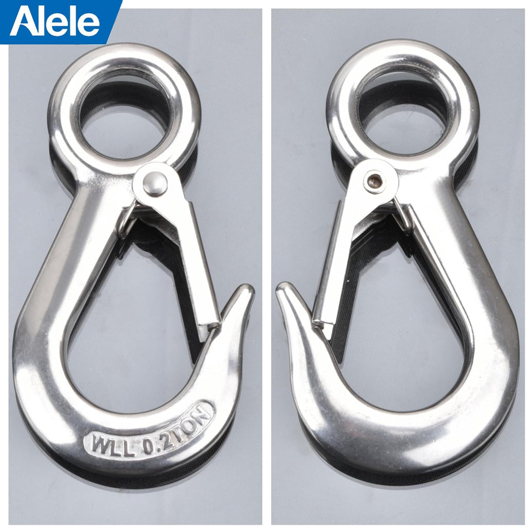 Alele 4Pack 0.5T Crane Scale Grab Hooks, Slip Hooks,Stainless Steel Lifting Hook Rigging Accessory