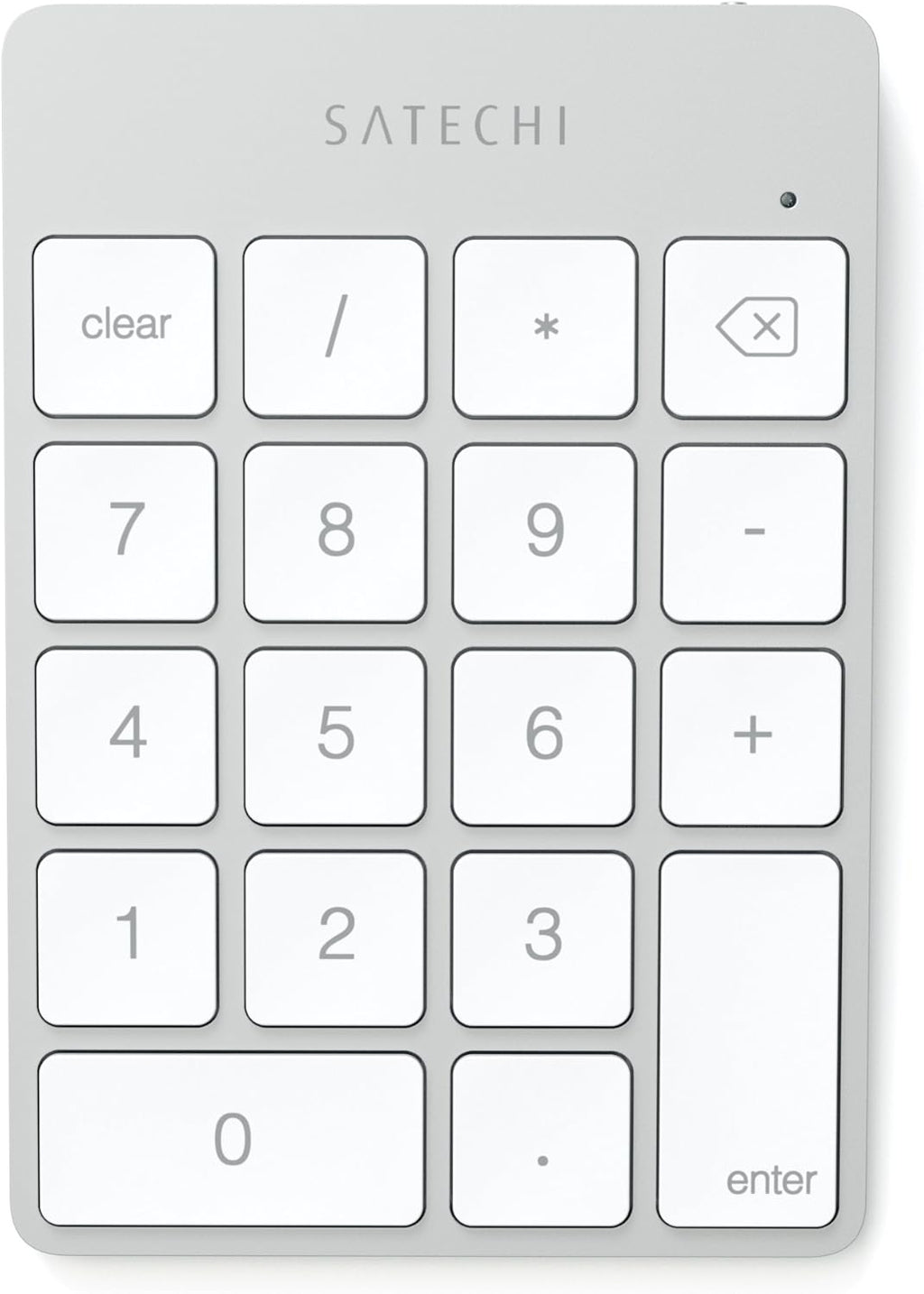 Satechi Slim Aluminum Bluetooth Keypad, Wireless Number Pad with 18 Keys, Micro USB Rechargeable Numpad, External Number Pad for MacBook Air/Pro M4, iPad Air/Pro M4/M3, iMac, PC - Silver