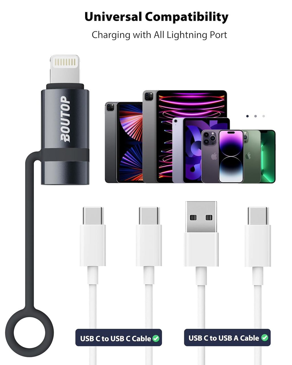 [MFi Certified] 3A 36W USB C to Lightning Adapter, USBC to Lightning Adapter Support Data Sync/PD Fast Charging Compatible with iPhone iPad AirPods, with Anti-Lost Holder - 2 Pack