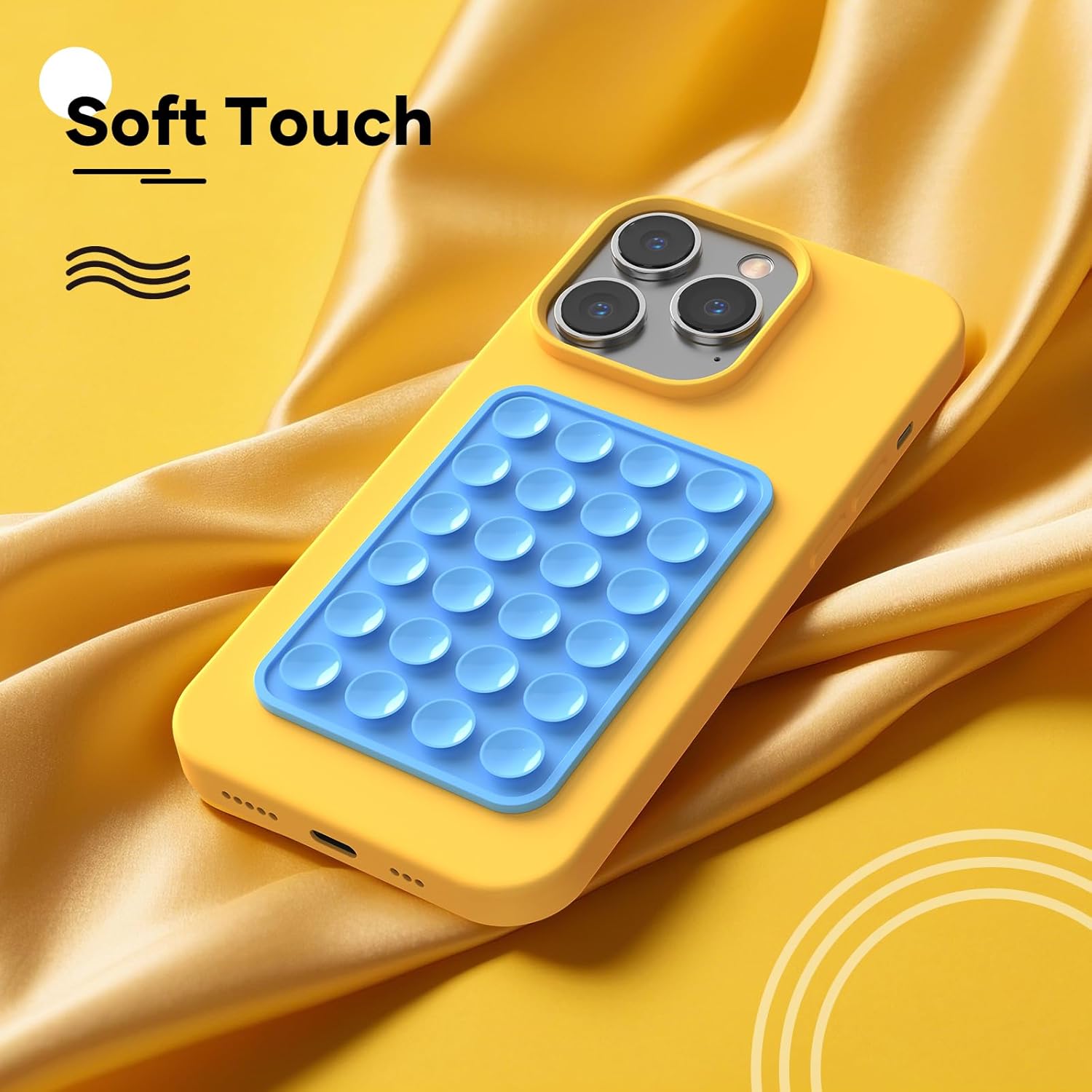 Silicone Phone Sticky Grip, Suction Phone Case Mount for iPhone and Android, Hands-Free Sticky Cell Phone Grip, Mobile Fidget Mirror Holder for Selfies and Videos