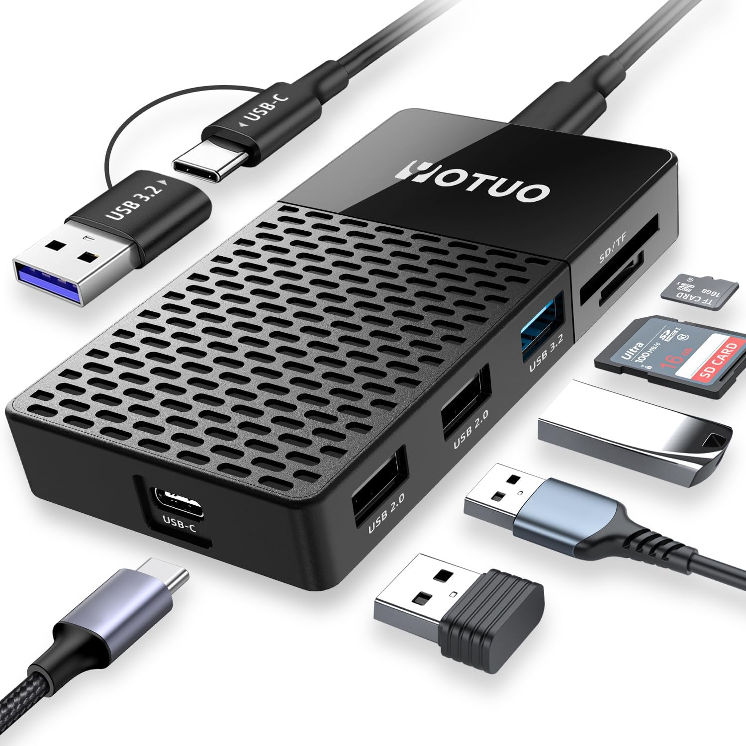 3 in 1 Portable SSD 500GB, Up to 1050MB/s, USB-C External Solid-State Drive with Multi-Port USB 3.2 Hub, SD/TF Card Reader. Docking Station with PC/Mac/laptop/iPhone 17/Windows/Android/Linux/iOS