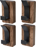4 PCS Black Walnut Wood Wall Hooks Adhesive Mounted & Wall Mounted Rustic Decorative Entryway Hooks Mid Century Modern Natural Wooden Pegs for Hanging Coat Clothes Hat Bag Purse and Towel