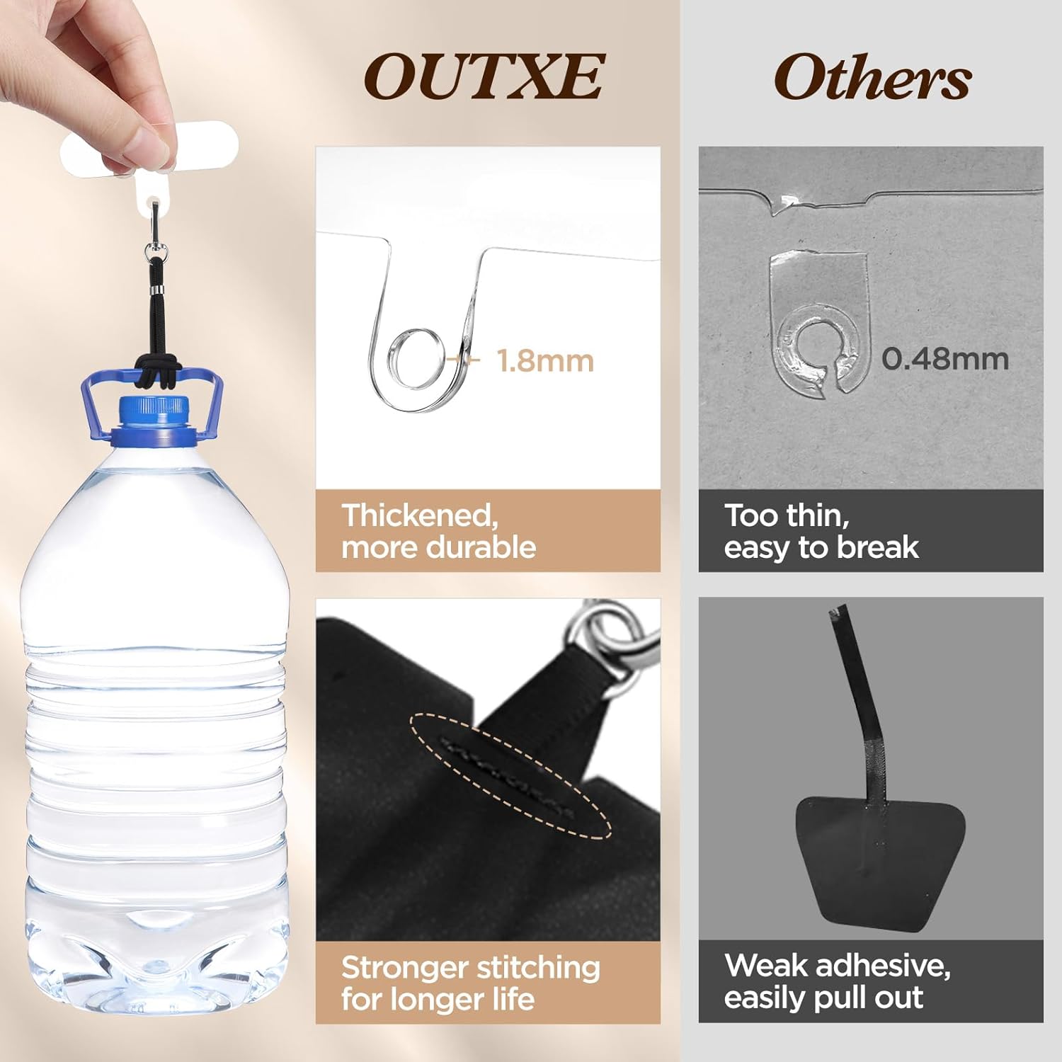OUTXE Universal Phone Lanyard 2 Packs - 2× Adjustable Neck Strap, 4× Phone Patches- Black