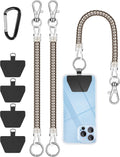 Phone Tether Lanyard, SHANSHUI Strong Spring Rope Climbing Hook, 4x Phone Tether Tabs Free Your Hand Anti Theft Phone Strap for All Smartphones for Outdoor Cycling Climbing Skiing Hiking - 2PCS Sliver
