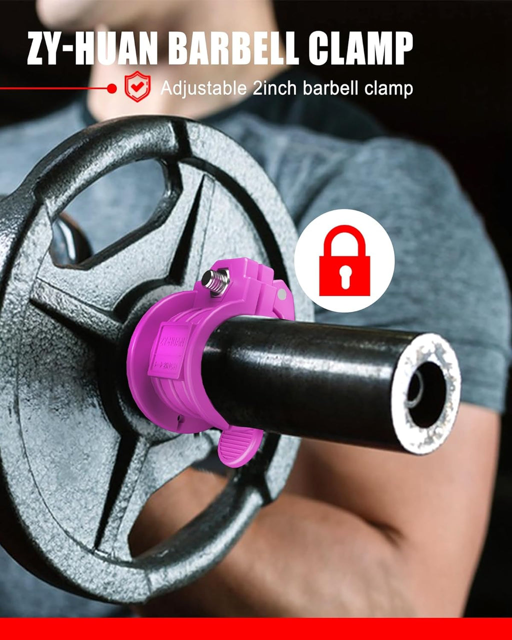 Olympic Barbell Clamps 2 inch Adjustable Barbell Clips Quick Release Pair of Locking Weight Clips for Bars