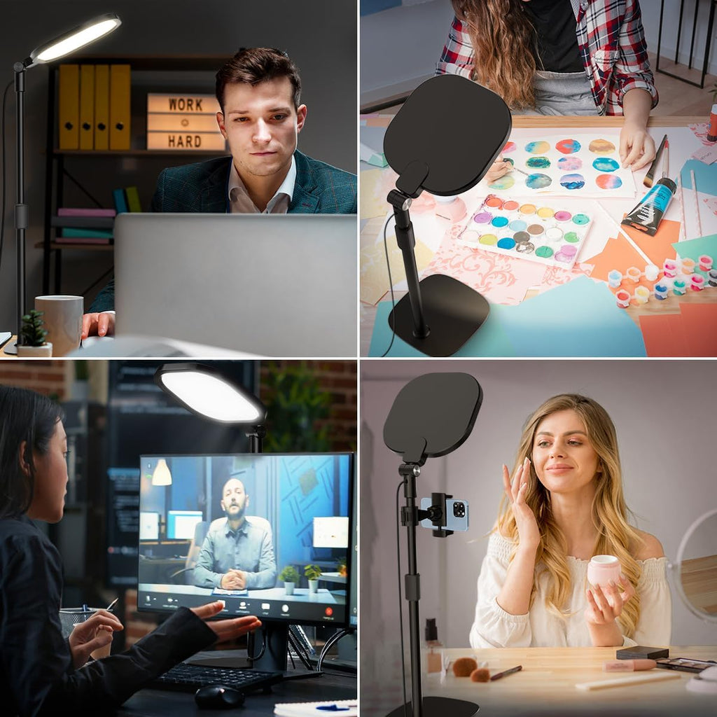 Video Conference Lighting for Zoom Meeting, Ring Light for Desk with Flexible Stand, 30 Light Modes Desk Lamps for Home Office, Desk Light & Memory Function for Zoom Lighting, Video Streaming, Drawing